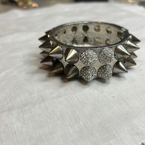 Silver spiked with rhinestones bracelet